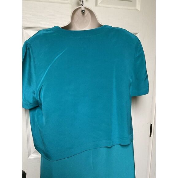 Talbots Silk Dress Jacket Set 12p Teal Blue Maxi Spring Light - Picture 7 of 16